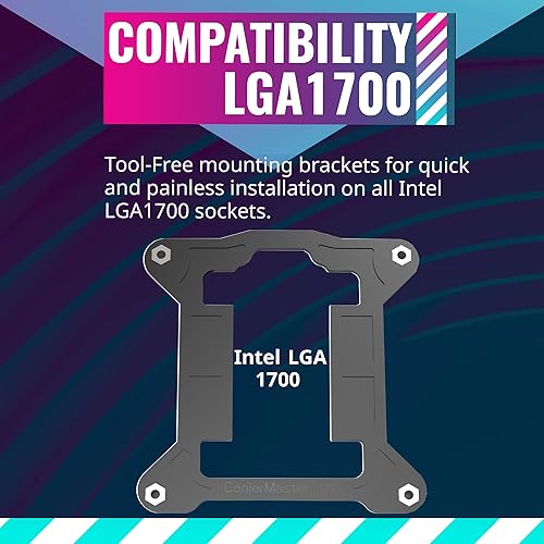 Miniatura 6 de Cooler Master i70C LGA1700 ARGB Intel Enfriador de aire de CPU de bajo perfil, aletas de aluminio negro anodizado, base de inserción de cobre,