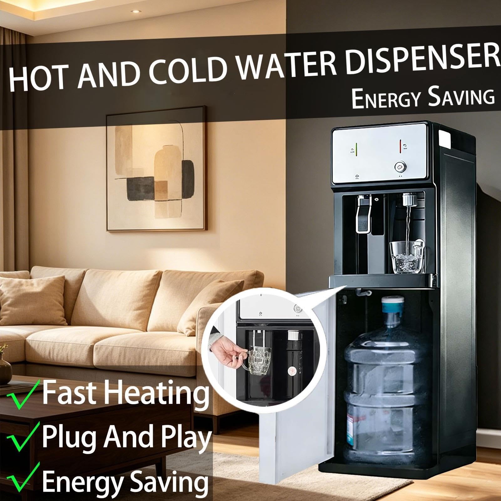 Dispenser Acqua, Distributore D'Acqua A Caricamento Dal Basso, 3 Secondi Funzione Calda, Distributori Acquas Indipendente, Per Uso Domestico E Commerciale