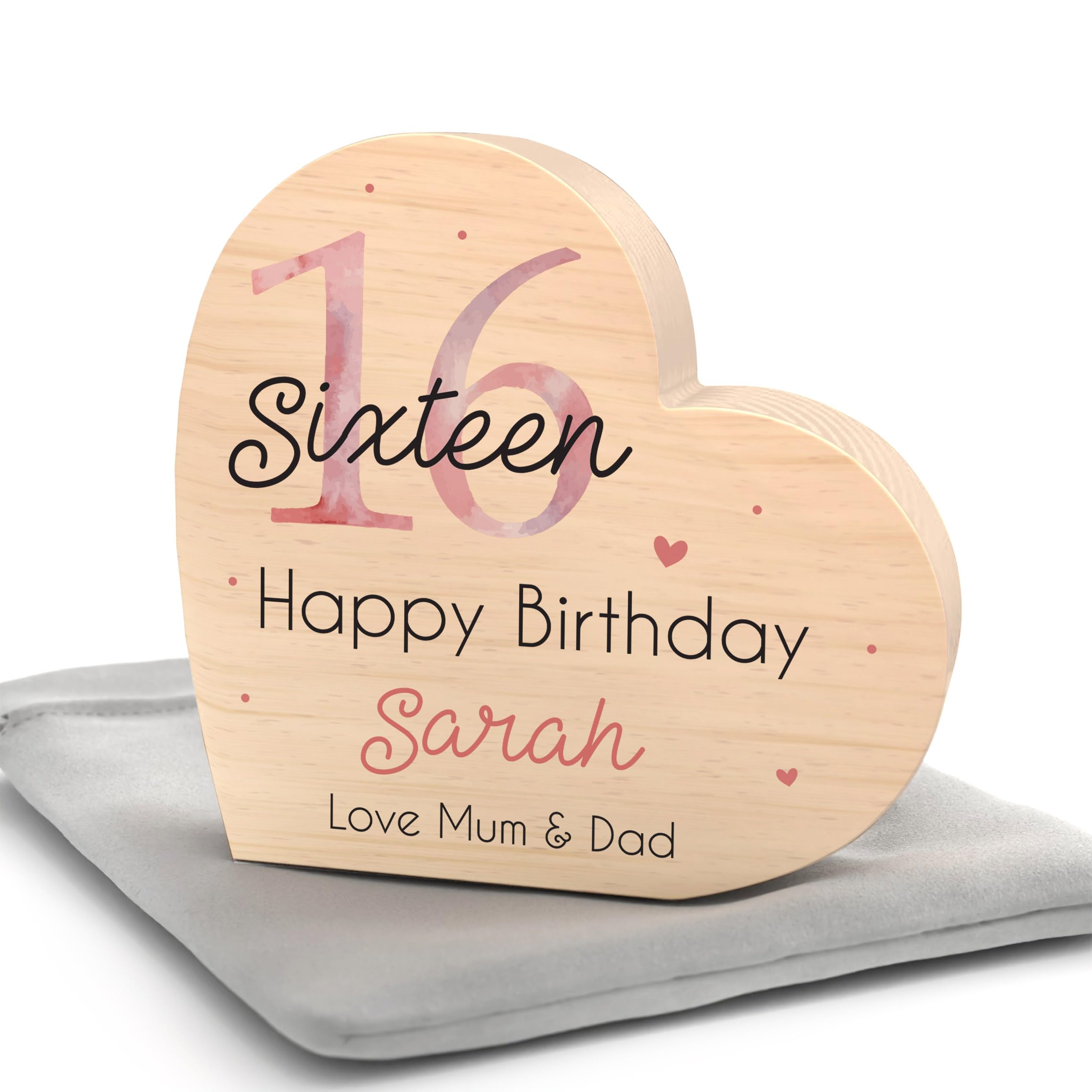 Beecreative Personalised 16th Birthday Gifts For Her Girls Daughter, 13th 16th 18th 21st 30th Birthday Gifts Friends Granddaughter Niece Goddaughter, Sweet Sixteen 16th Birthday, With Grey Bag