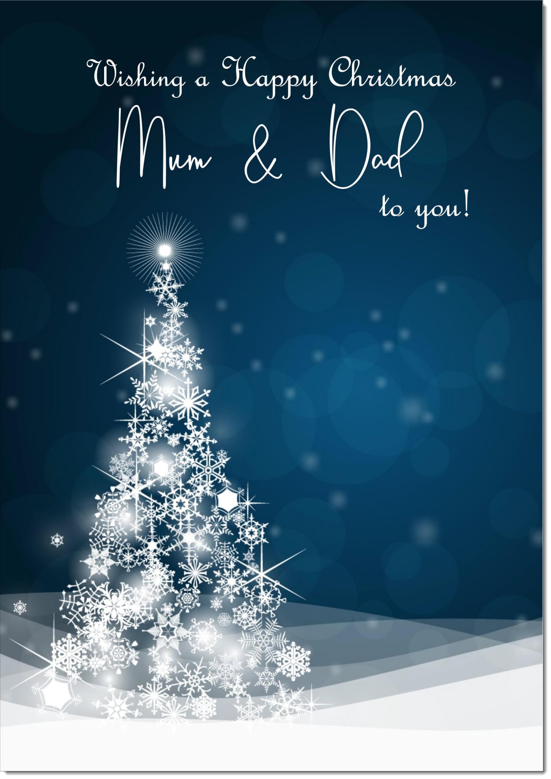doodlecards Mum and Dad Christmas Card Blue Contemporary Christmas Tree Large A4 Size Christmas Card for Mum & Dad with Plain Envelope