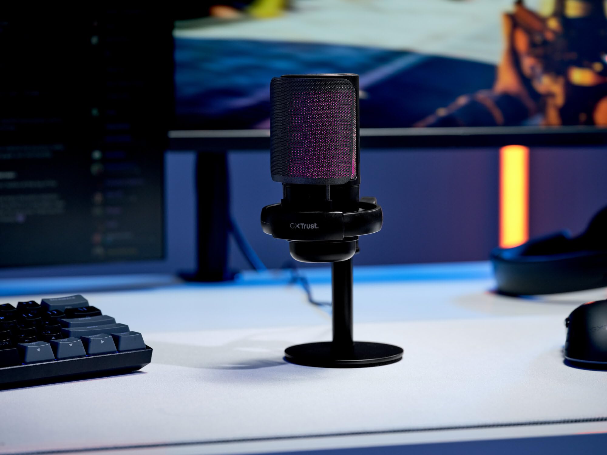 GXTrust 1238 Ruan Microfono USB con Supporto in Metallo, Shock-mount e Filtro Pop, Pattern Cardioide, Microfono Gaming USB per Podcast Youtube, ASMR, Streaming, Twitch, PC, PS4, PS5, Nero
