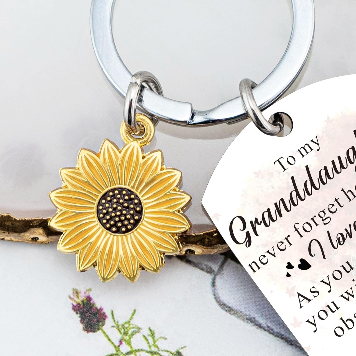 OEHEDOU Valentines Day Gifts For Granddaughter Birthday Gift For Granddaughters Inspirational Gifts For Granddaughter Gift From Grandma Grandpa To My Granddaughters Keychain - Image 5