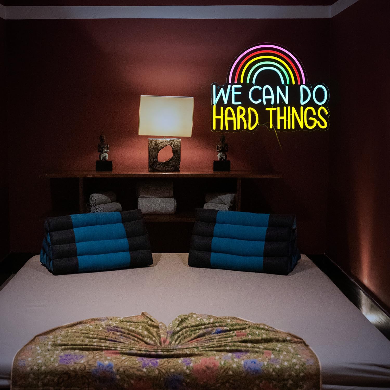We Can Do Hard Things Neon Sign USB Powered Rainbow Neon Light for Wall Decor Colorful Dimmable LED Light Up Sign for Bedroom Classroom Party Practical Activity Title(16.3 * 12.4In) - Image 7