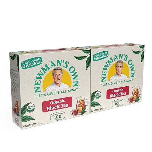 Newmans Own El té negro orgánico promueve el bienestar general el té negro fuerte y robusto con 100 bolsas de té envueltas individualmente por caja