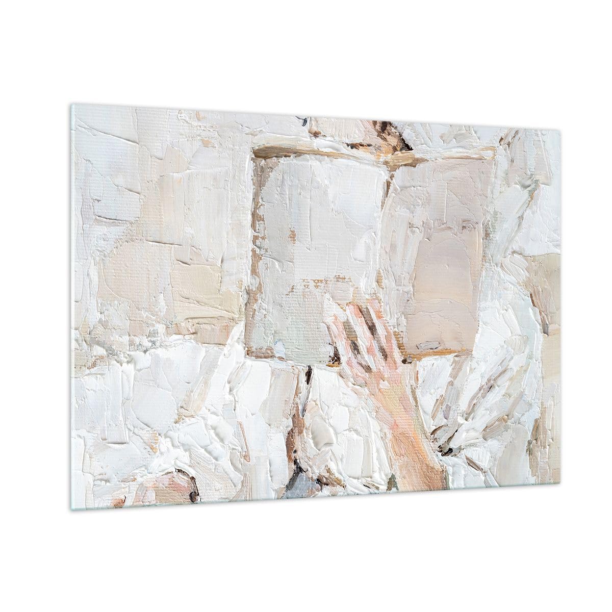 ARTTOR Glasbild 100x70cm Wandbild Glasdruck Abstrakt Menschen - 5514 | Hallo Buch Minimalismus Groß Modern Dekoration Wohnzimmer Schlafzimmer Küche Wanddeko Kunstdruck Art Wall Decor ARTTOR