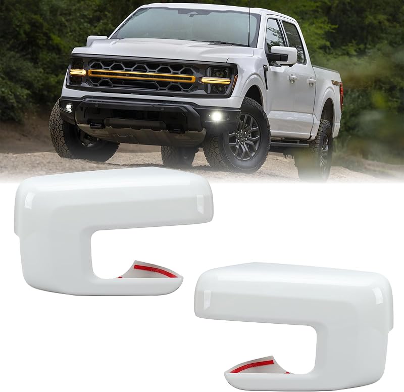 Capas de Espelho Retrovisor Externo MOFOAP com Luz de Seta para Ford F-150 2021–2025, Brancas – Par Lado Esquerdo e Direito