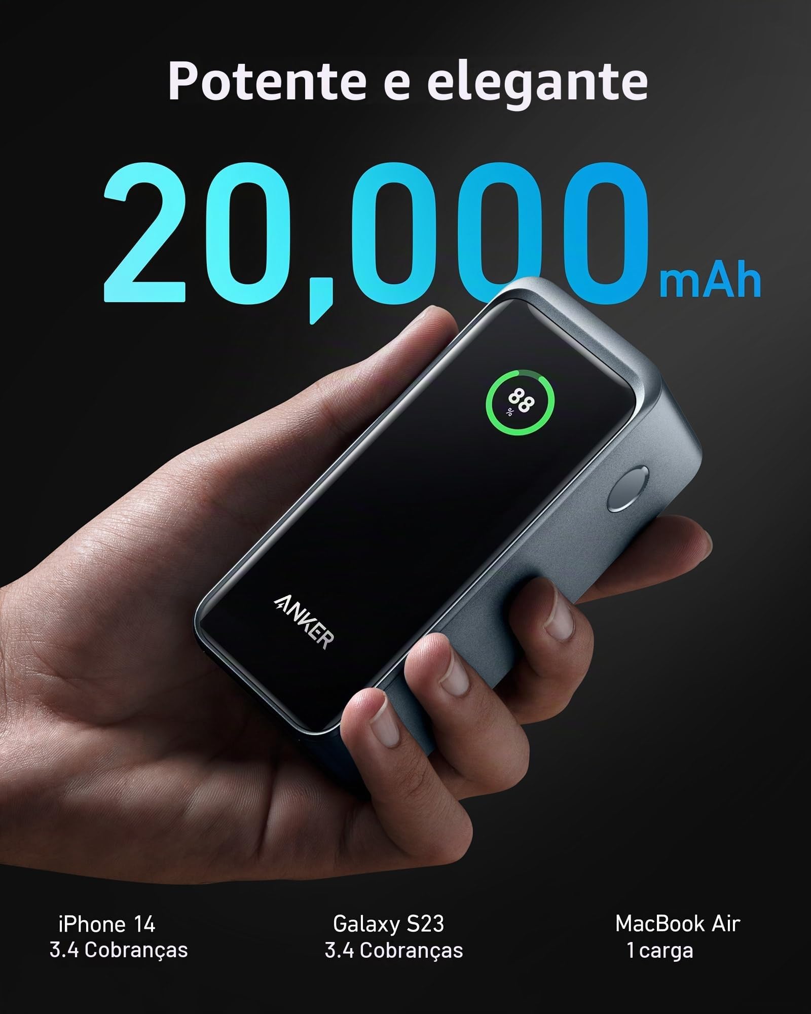 ANKER Carregador portátil Prime Power Bank 200W, 20.000mAh 3