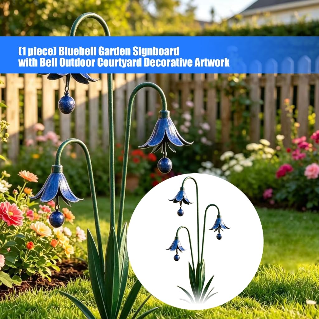 Piquet de jardin en fer en forme de fleur bleue pour extérieur