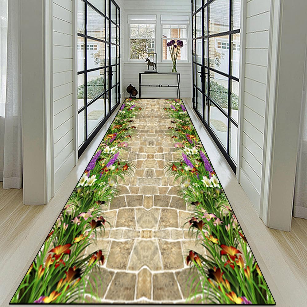 Tappeto Cucina Antiscivolo Tappeto Ingresso Interno Lungo 1.6 Metri Corridoio Tappeto Passatoia,Tappeto Corridoio Lungo Tappeti Per Cucina, Corridoio,Soggiorno,Camera,Grass green 9,120x160cm