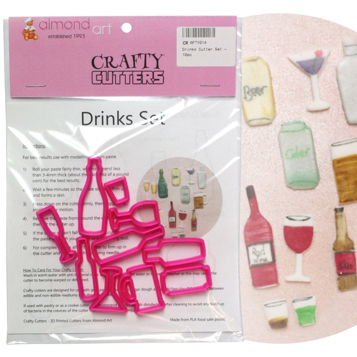 Crafty Cutters Multicoloured Drinks Cutter Set - 10Pc - Cake Decorating & Cupcake Topper Cutters