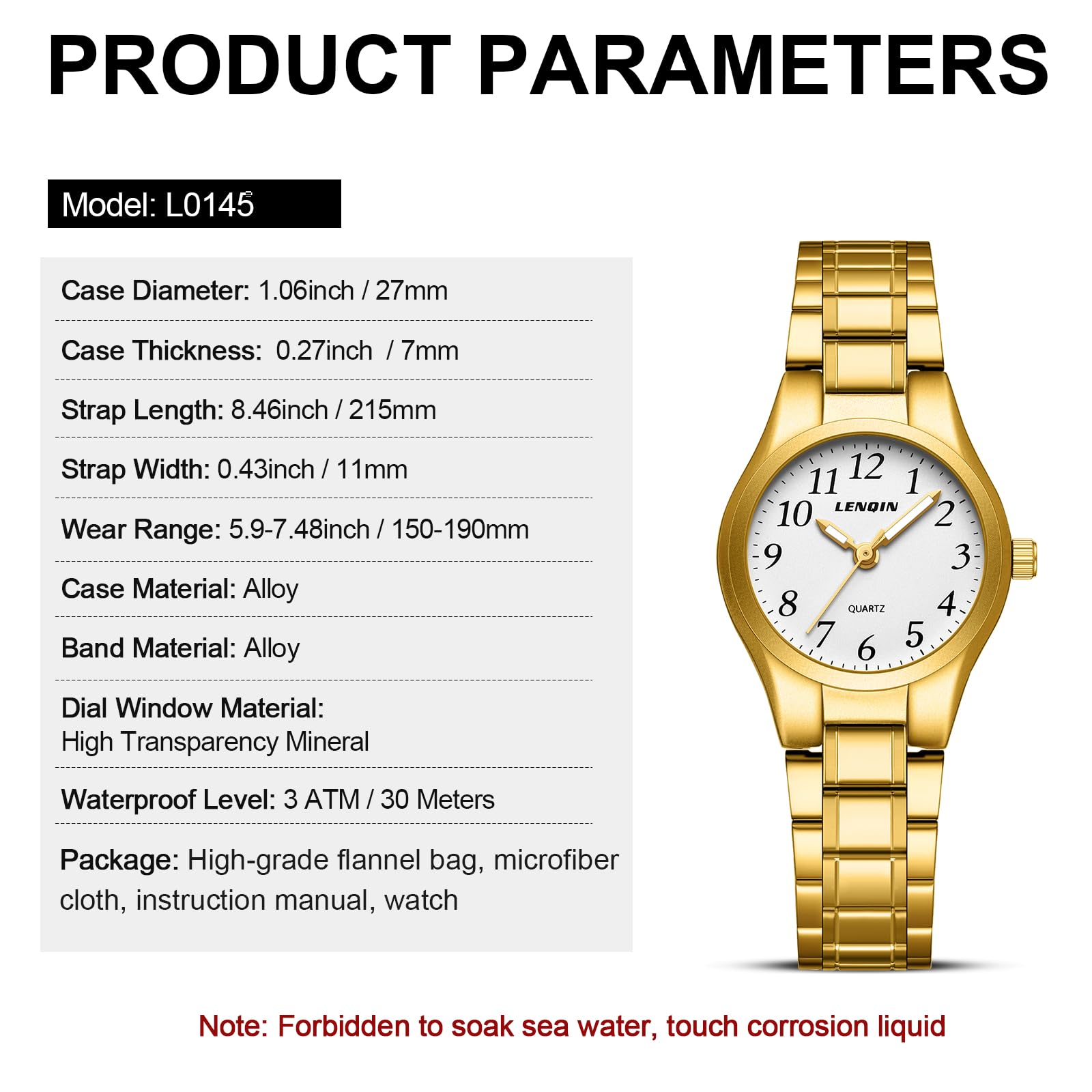 LN LENQIN Montre Femme Quartz analogique étanche Bracelet Acier Inoxydable