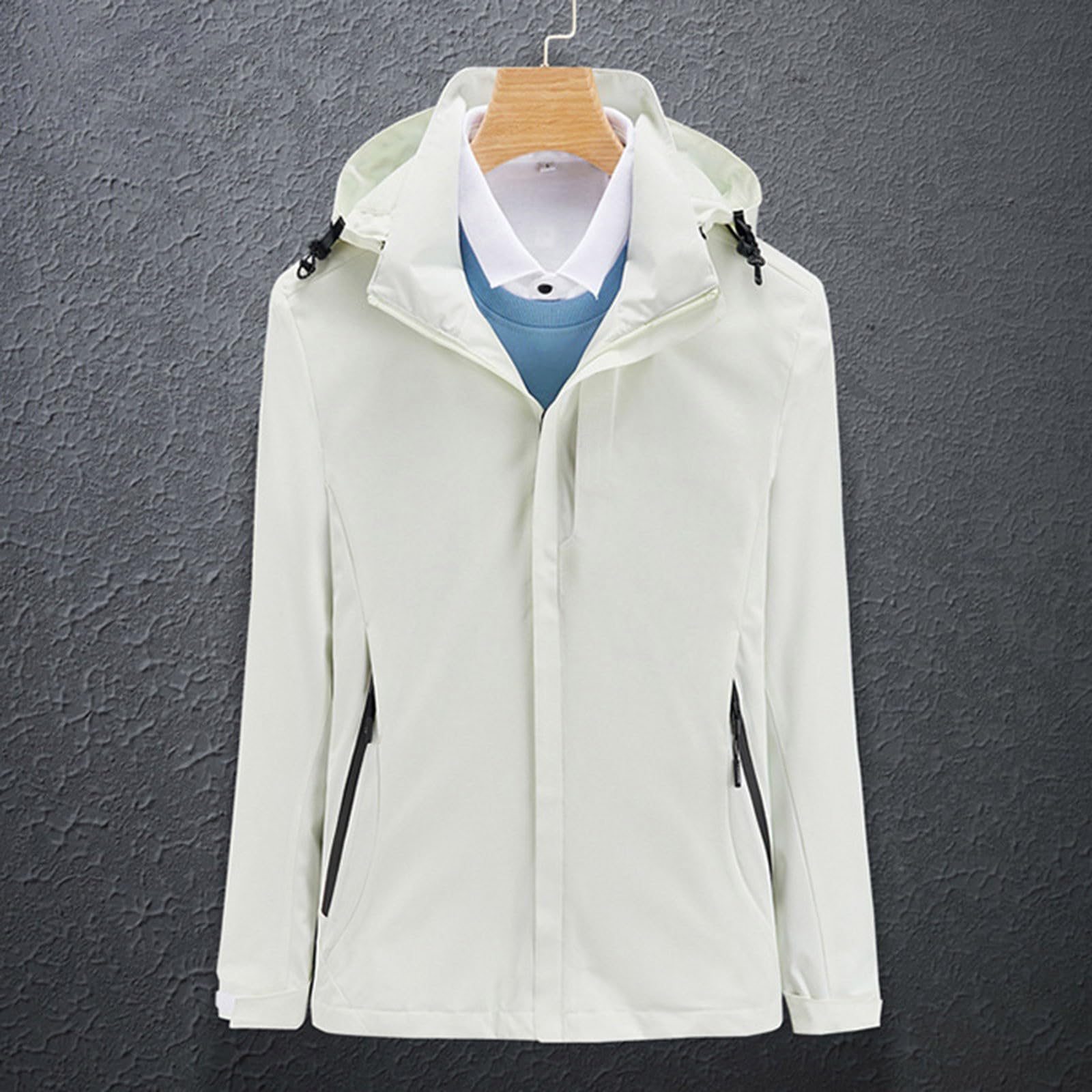 Generisch Regenjacke Damen Wasserdicht 2026 Damen Einfarbig Winddicht Frühling Und Paare Mit Weichen Sturm Jacke Reißverschluss Wasserabweisend Wandern Regenschutz Jacke