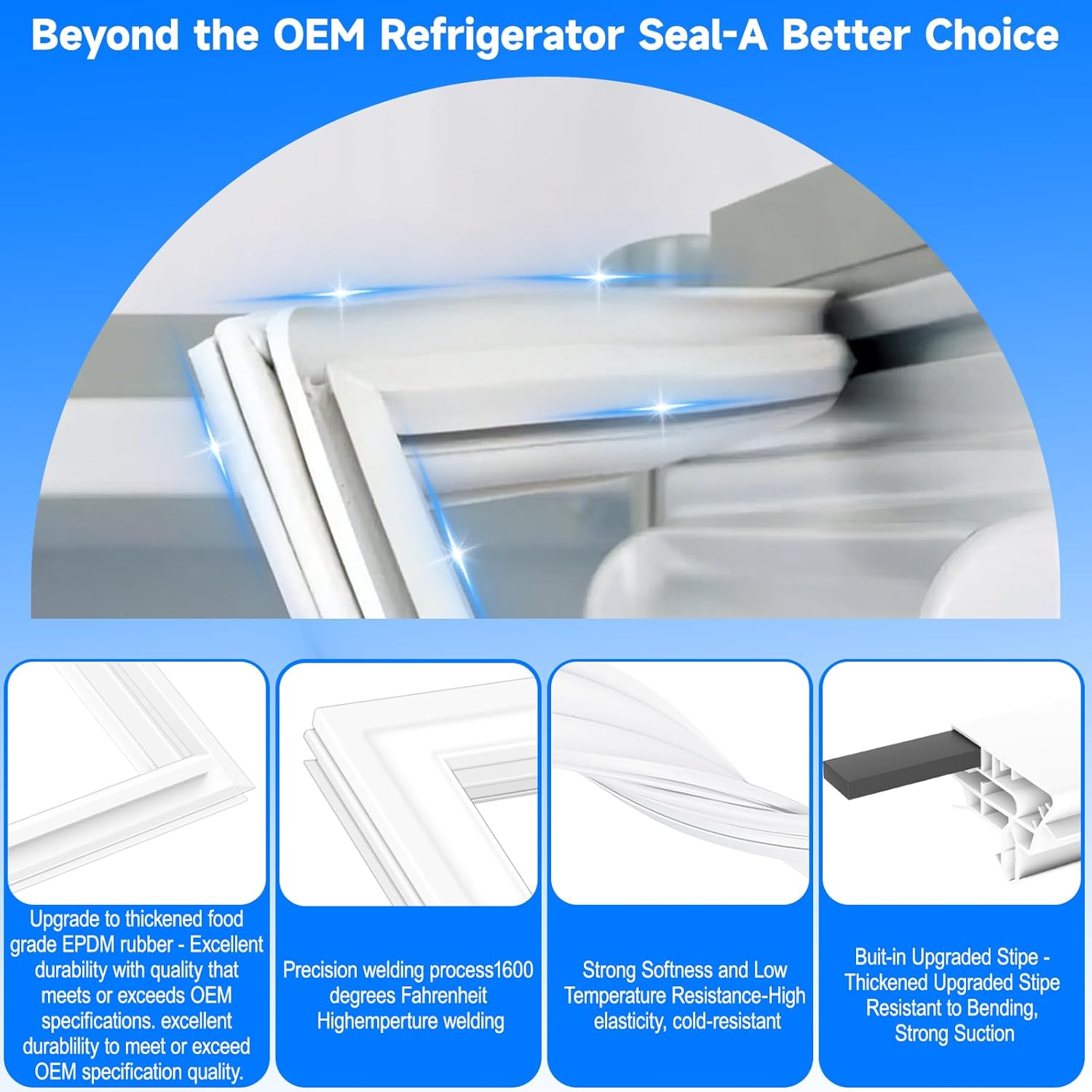 Upgraded 38.58" x26.77" WR14X27233 Refrigerator Fresh Food Door Gasket Replacement Compatible with GE Refrigerator Door Seal Fridge Gasket 4545801 AP6048405 PS12069095 EAP12069095 GTS16DTNDRWW white