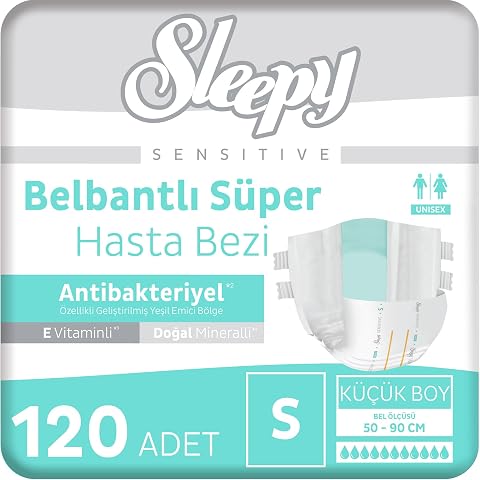 Sleepy Sensitive Antibakteriyel Süper Yetişkin Hasta Bezi Small 30x4 120 Adet
