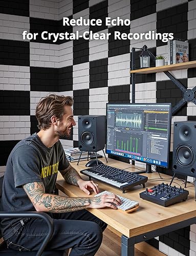 Miniatura 6 de Paneles de pared insonorizados mejorados, paquete de 18 paneles de espuma Kuchoow a prueba de sonido para paredes, paneles acústicos de ladrillo de