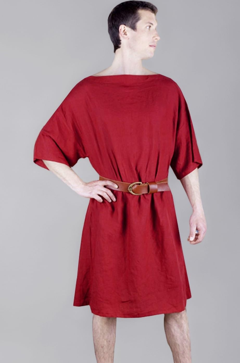 The Renaissance Medieval Roman/Greek Men's Full sleeves cotton Red Tunic (Size-XXS-7XL)