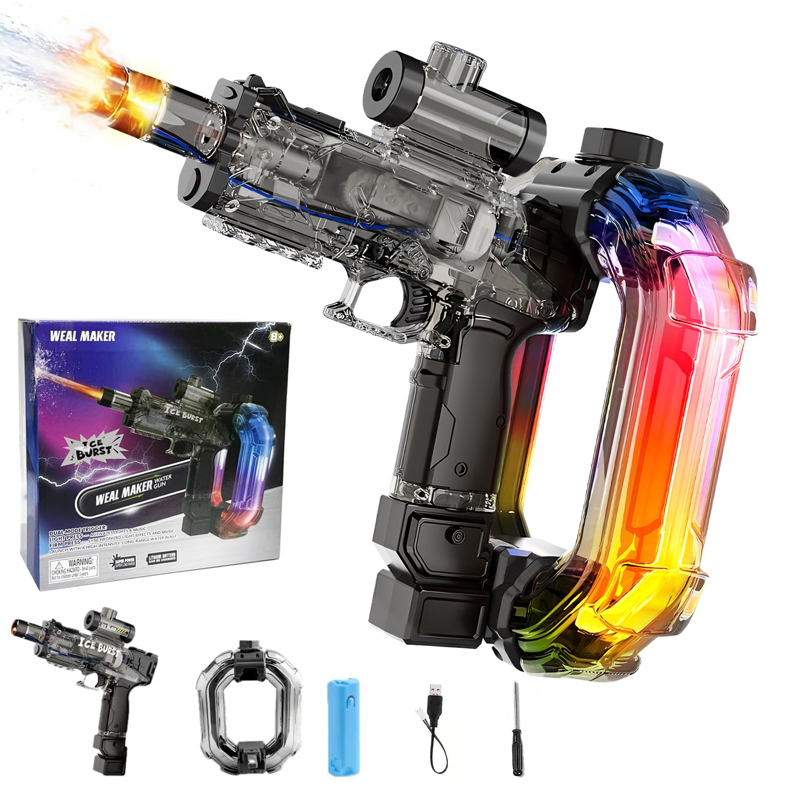 Electric Water Gun,Automatic Squirt Watergun Pistol with Led Lights