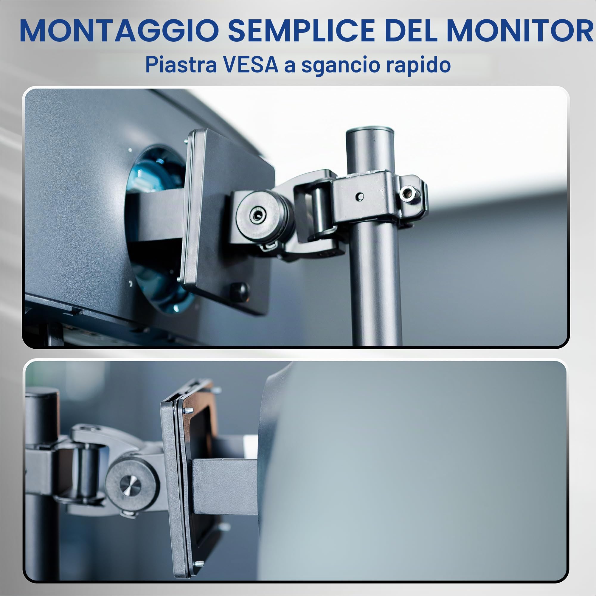 VIVO STAND-V202L STAND-V202L - Supporto da scrivania autoportante doppio verticale impilato per monitor ultra ampio, extra alto, resistente, regolabile, per 2 schermi fino a 49", capacità 20 kg per
