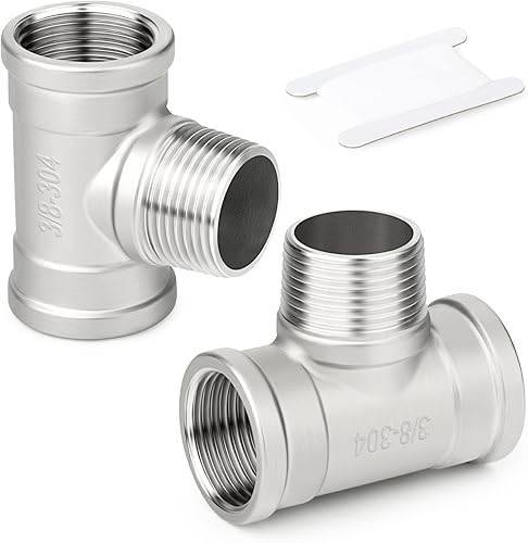 Miniatura 54 de TAISHER 2 piezas de accesorios de tubo en T de acero inoxidable 304, accesorios de tubo hembra NPT de 1-1/2" x 1-1/2" x 1-1/2