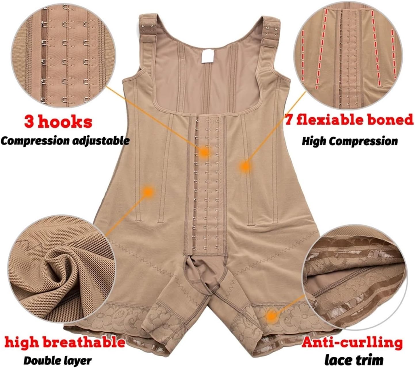 Girdles Post Lipo Surgical Reducing Shapers Postpartum Stage Shapewear Tummy Control Body Sculpting Sheath for Picnic, Exercise(Brown,M)