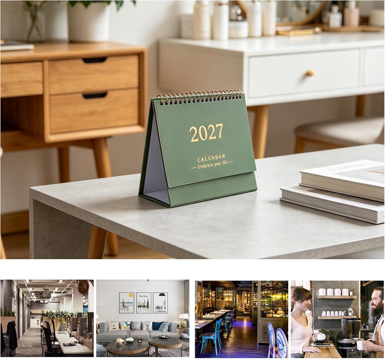 SHINEOFI 2027 Calendar: Small Desk Calendar 2026-2027, Jul. 2026 to Dec. 2027, 18 Months Standing Flip Planner for Home Office Easy Planning And Organization, Thick Paper, Twin-wire Binding image 4