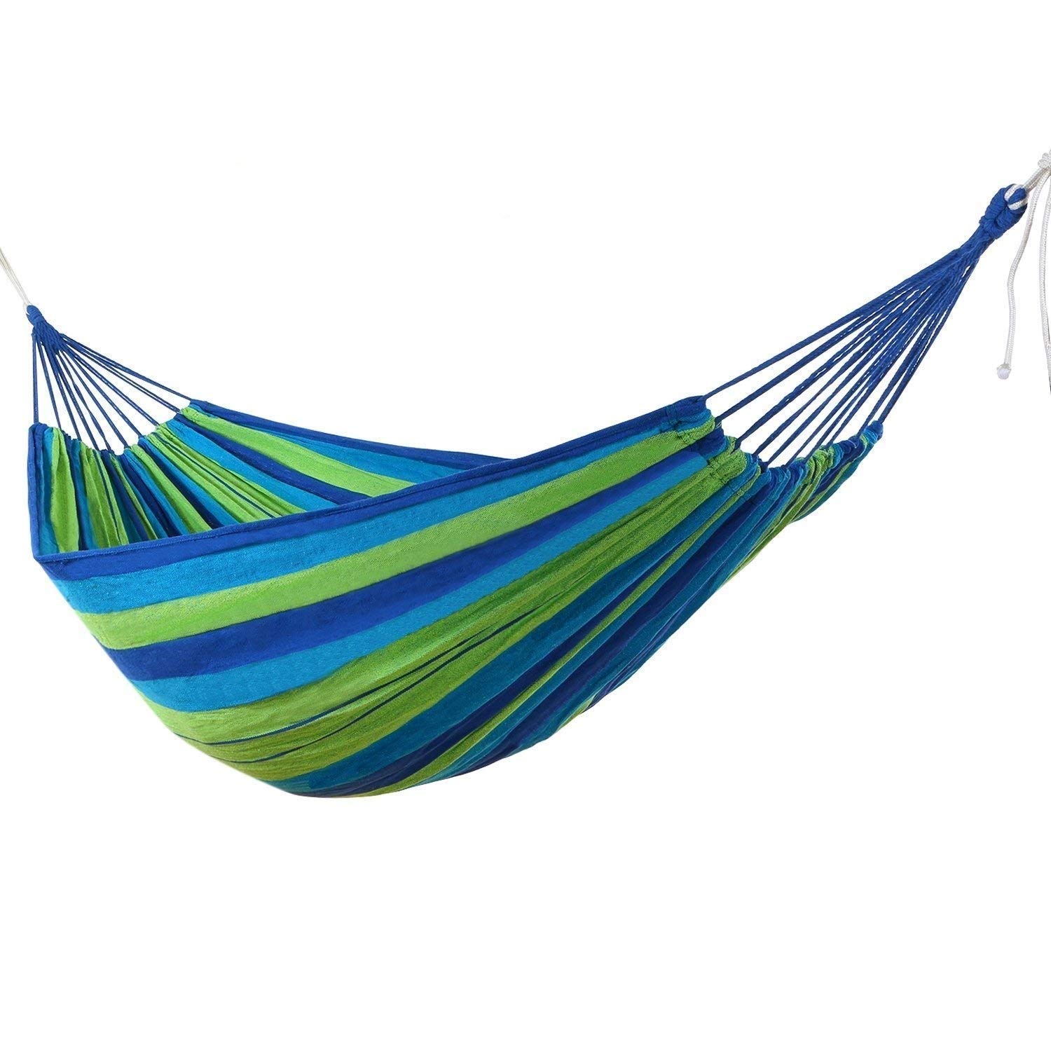 portable outdoor hammock hang bed travel camping swing canvas with backpack(multi color)