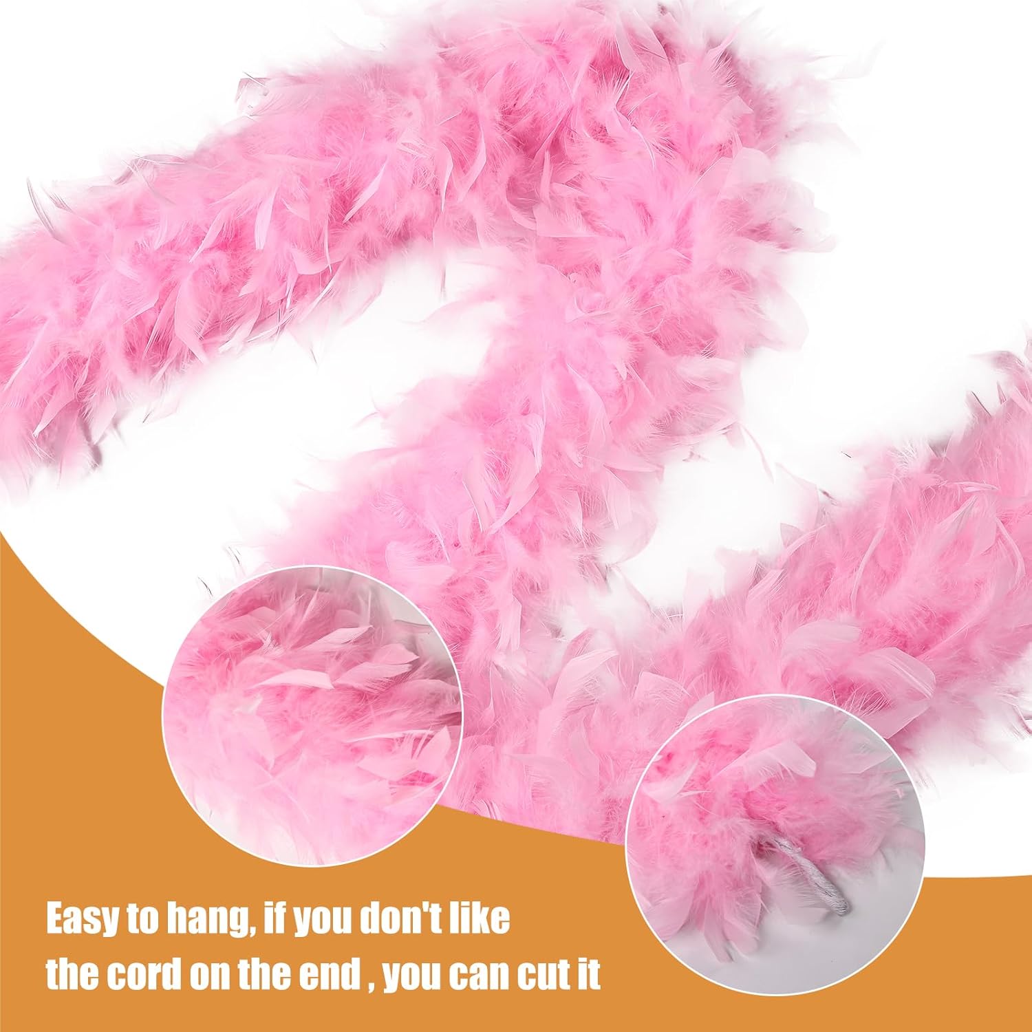 Pink Feather Boa - 45g 2 Yards Turkey Boas Feathers for Party Bulk Wedding Concert Carnival Halloween Christmas Costume Decoration - Image 2