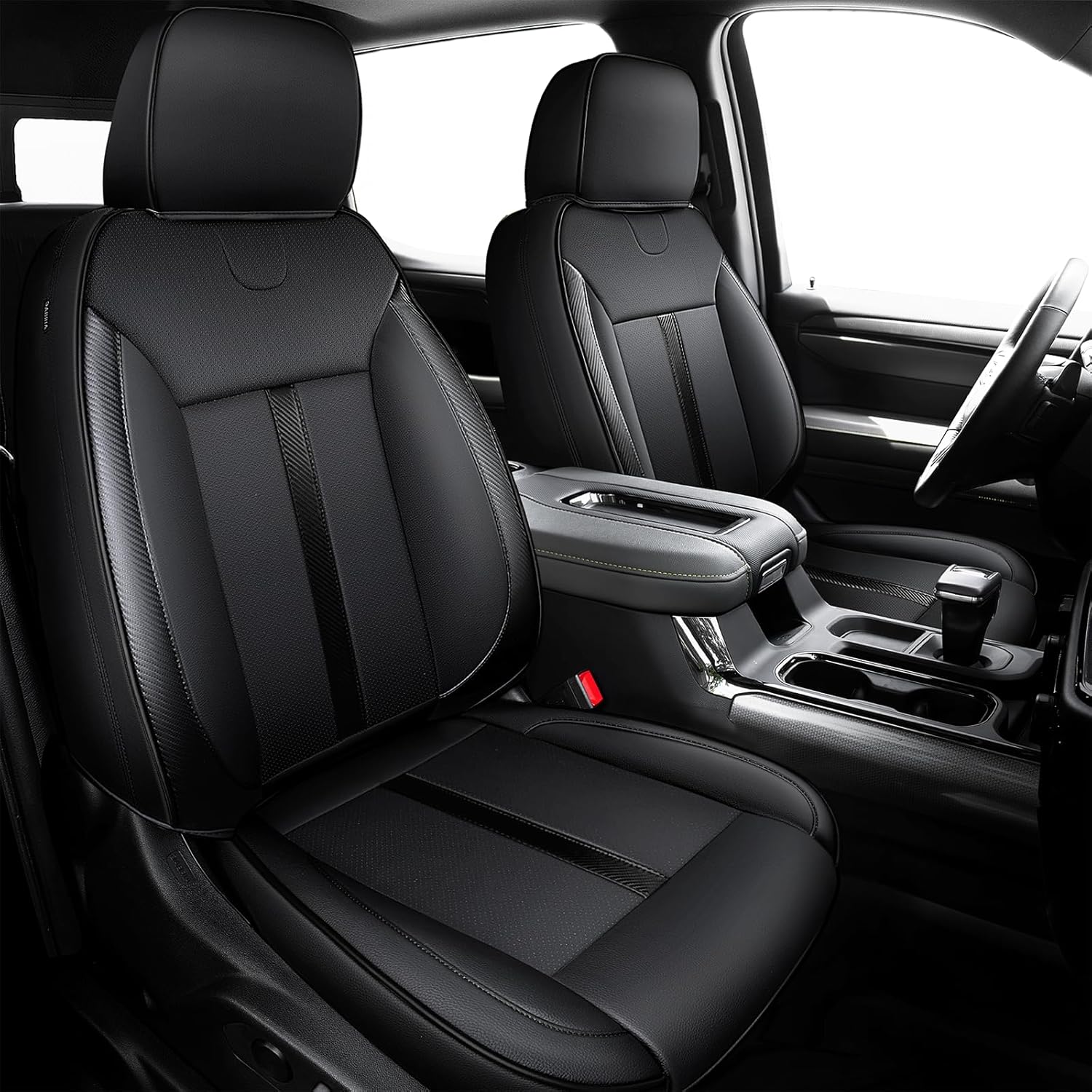 Premium Faux Leather Seat Covers Custom Fit for Chevy Silverado & GMC Sierra 1500 (2019–2026), 2500HD/3500HD (2020–2026) - Crew Cab, Full Coverage - Designed for Front Bucket Seat