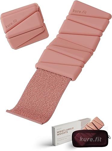 kure.fit Juego de pesas ajustables para muñeca y tobillo, pares de 1 libra, versátiles para yoga, caminar, correr, barras, pilates, cardio y