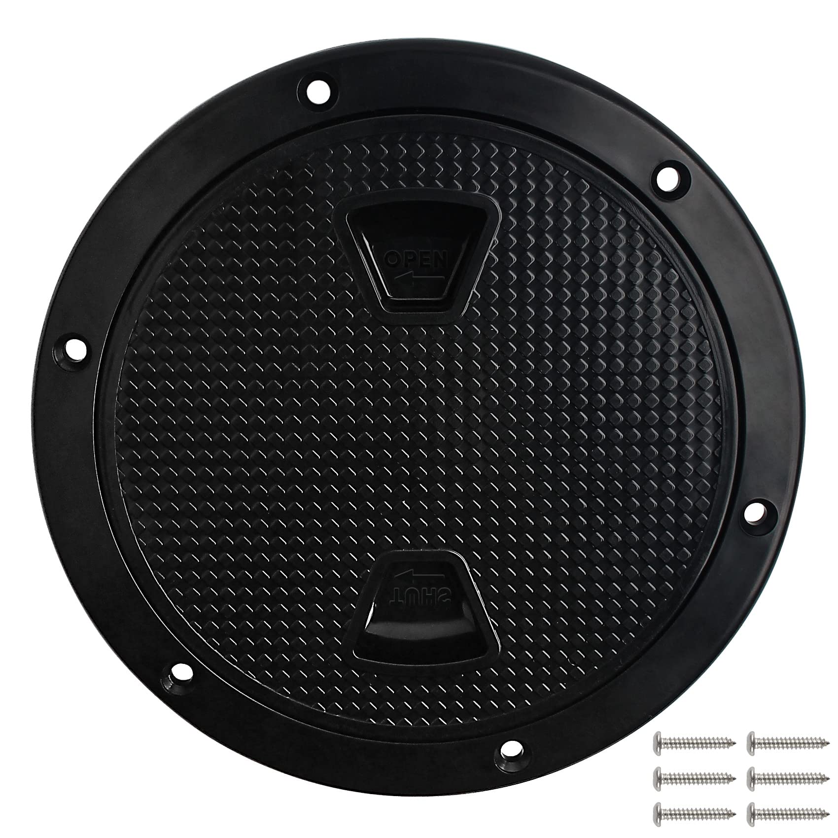 6" Circular Non Slip Inspection Hatch -Boat Hatch Deck Plate with Detachable Cover for RV Marine Boat Kayaks Yacht - Boat Round Non Slip Inspection Hatch with Screws （Black）
