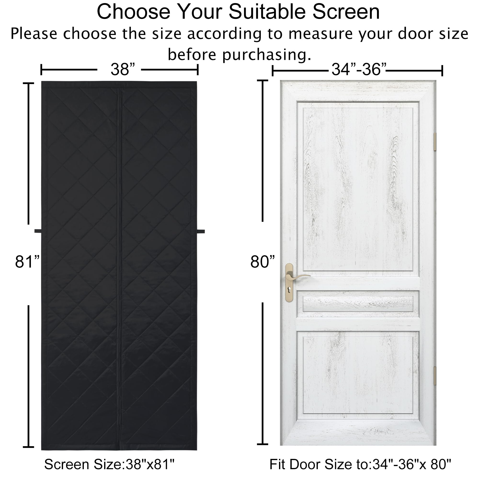 Rideau de porte magnétique à isolation thermique, rembourrage en fibre de polyester et tissu Oxford épais, porte moustiquaire magnétique, portes accordéon pliantes, housse d’isolation intérieure