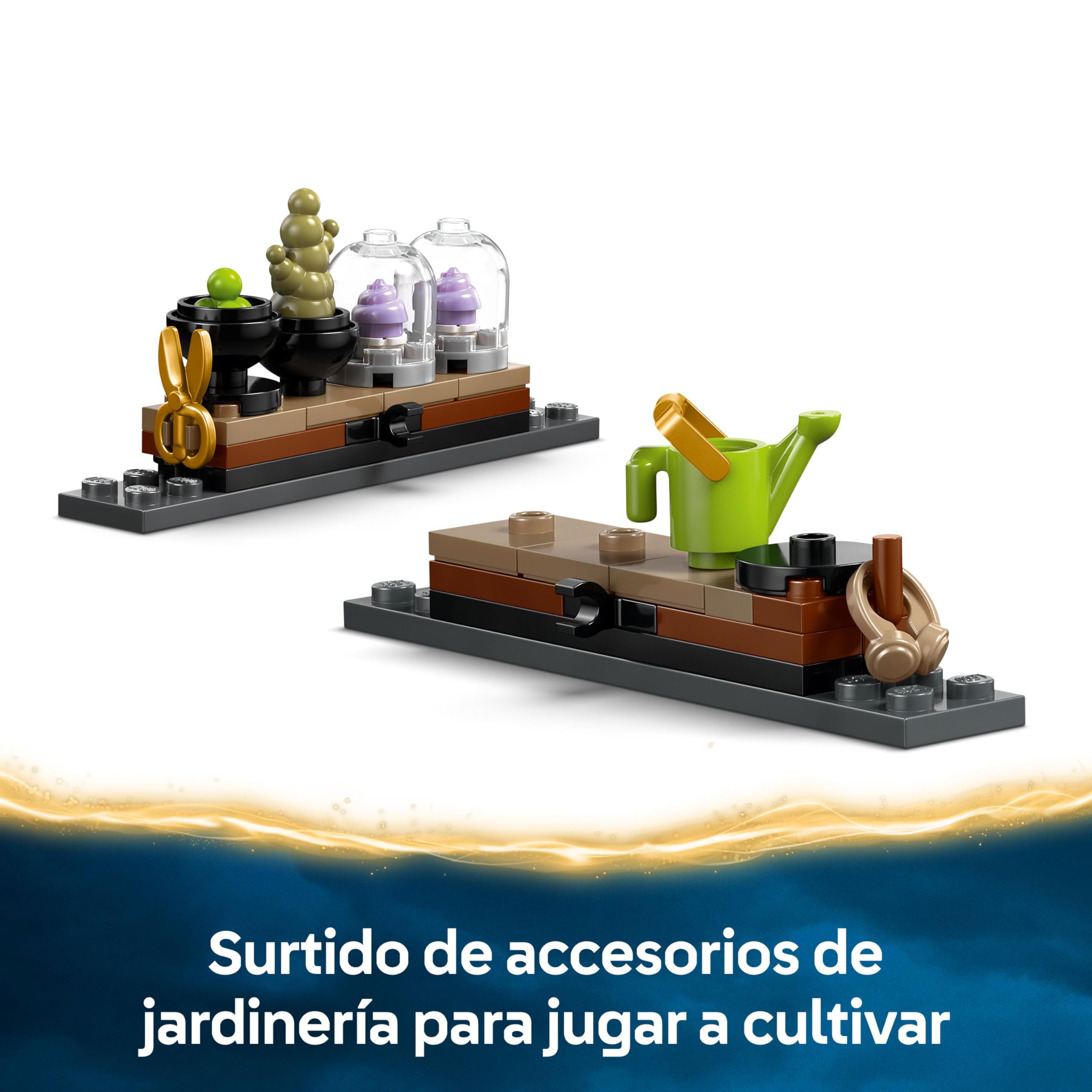 LEGO Harry Potter Castillo de Hogwarts: Clase de Herbología - Minifiguras de Neville Longbottom, Hermione Granger y Prof. Sprout - 3 Mandrágoras de Juguete - Regalo para Niñas y Niños de 8+ Años 76445