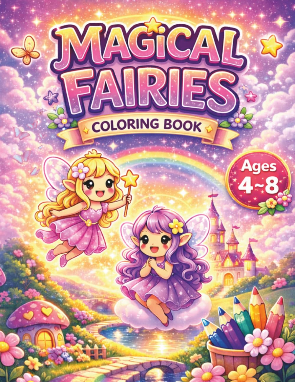 Magical Fairies Coloring Book: Cute Fantasy Fairies, Enchanted Gardens and Magical Creatures for Kids 3-6