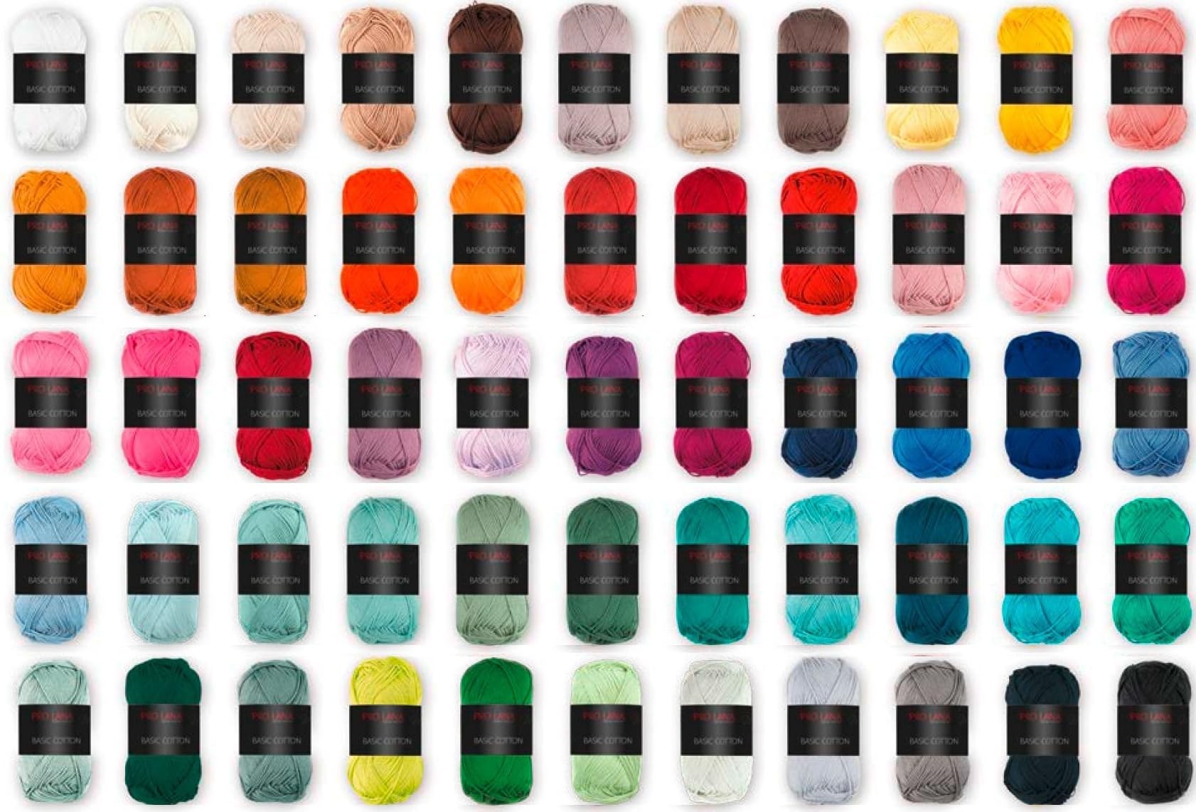 Pro Lana Basic Cotton XL Wollpaket 20 x 50 g (1Kg) Bunte Mischung
