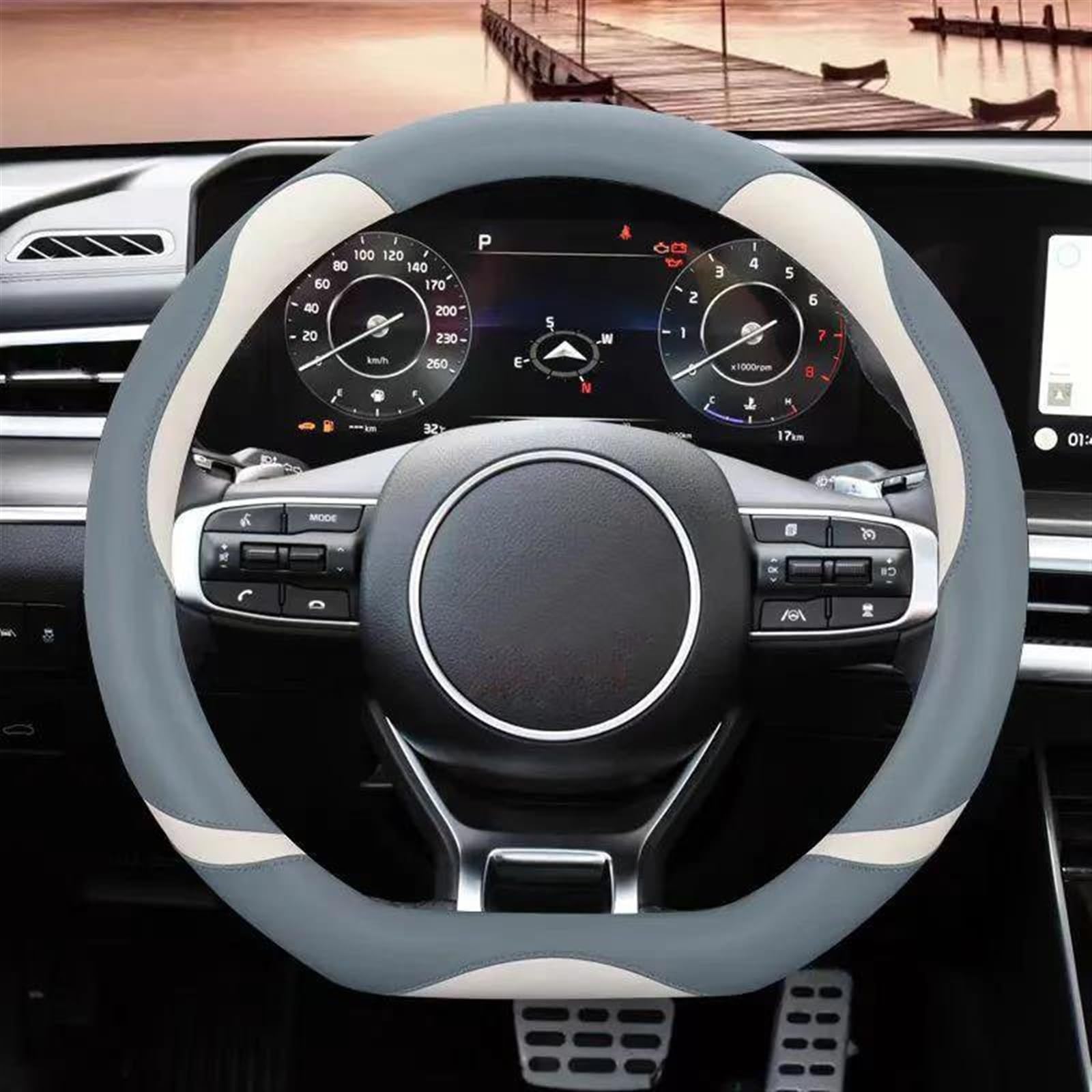 Interni Auto Antiscivolo Coprivolante In Pelle Microfibra Accessori Per Kia Per Stinger Per Soul 2018-2024(Titanium)