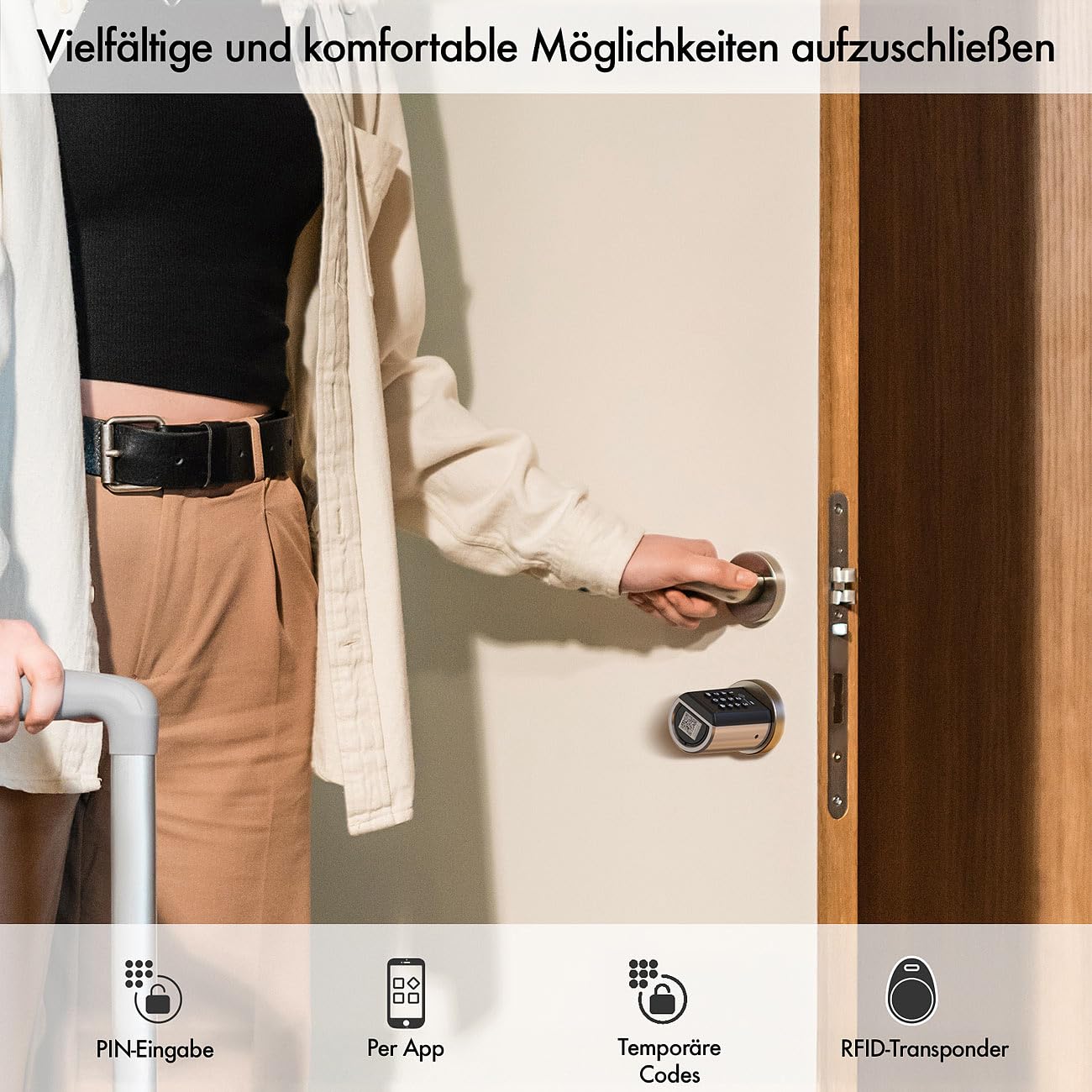 VisorTech Türzylinder: Elektronischer Schließzylinder für Türen 30-70 mm, Transponder, App (Türschlösser, Türschloss Code, ZigBee)