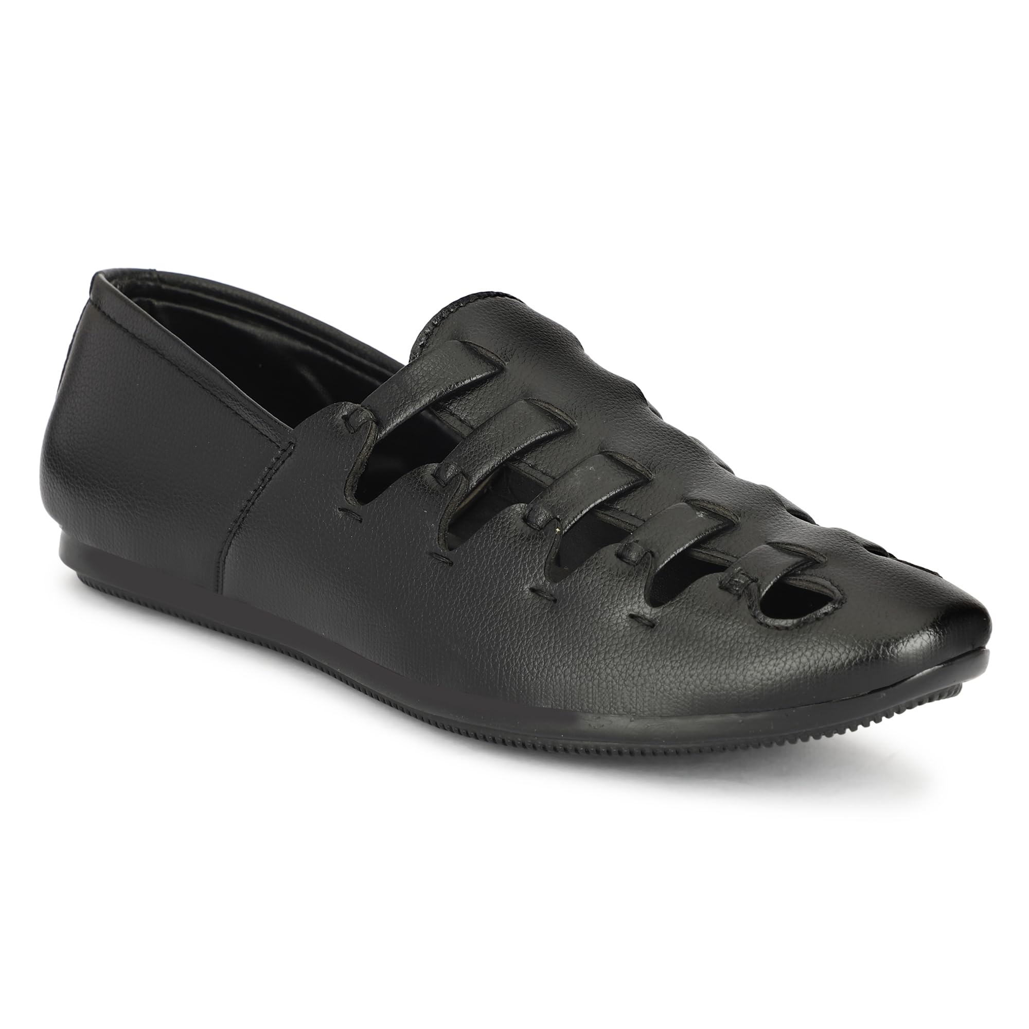 empeno Men's Black Synthetic Slip-On Trendy & Lightweight Roman Sandals 7-picture-1