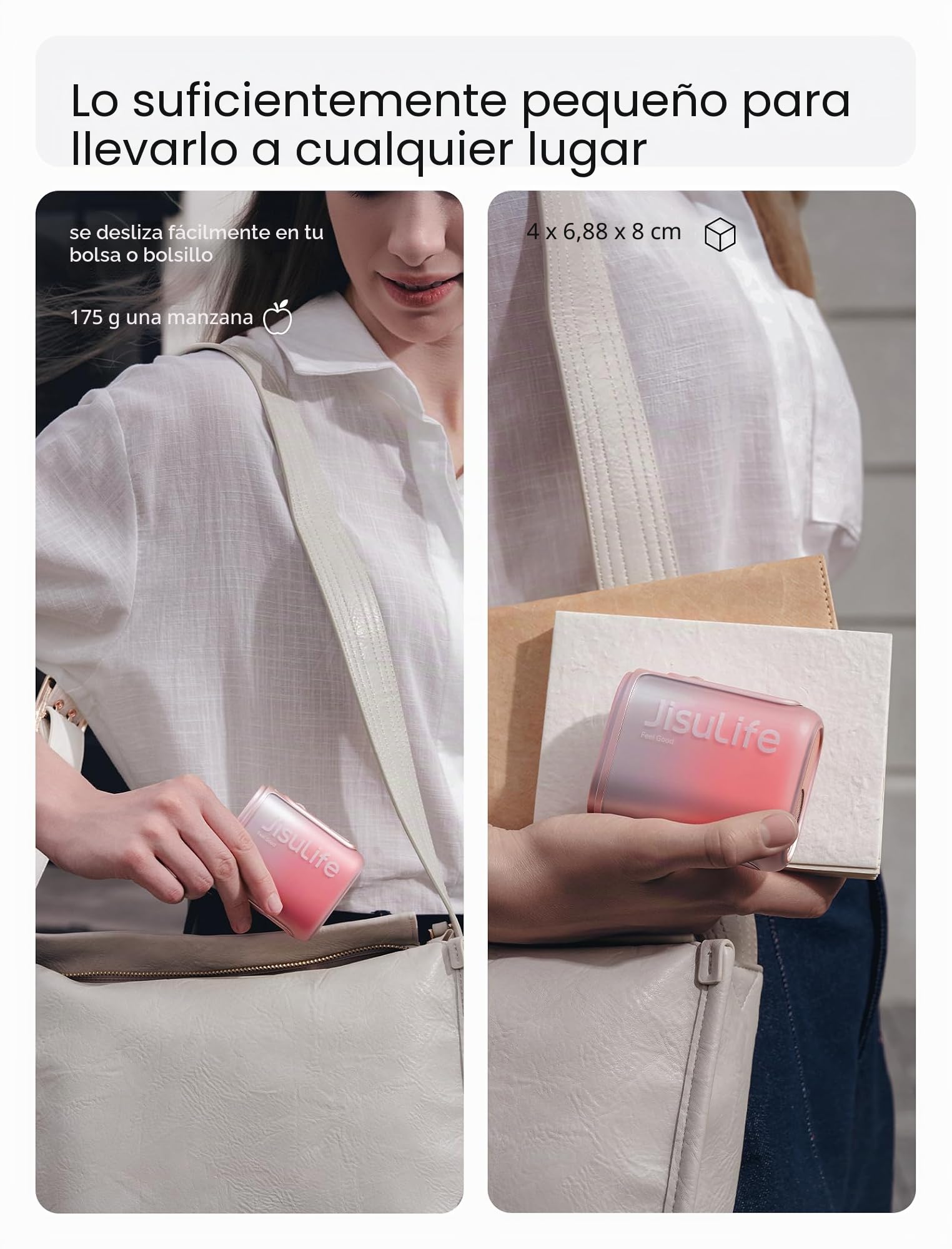 JISULIFE Mini Ventilador de cuello portátil, 100 velocidades, 40000 RPM | Ventilador LED recargable por USB de 16 horas y 4500 mAh, regalo para mujeres para actividades al aire libre o viajes (Rosa)
