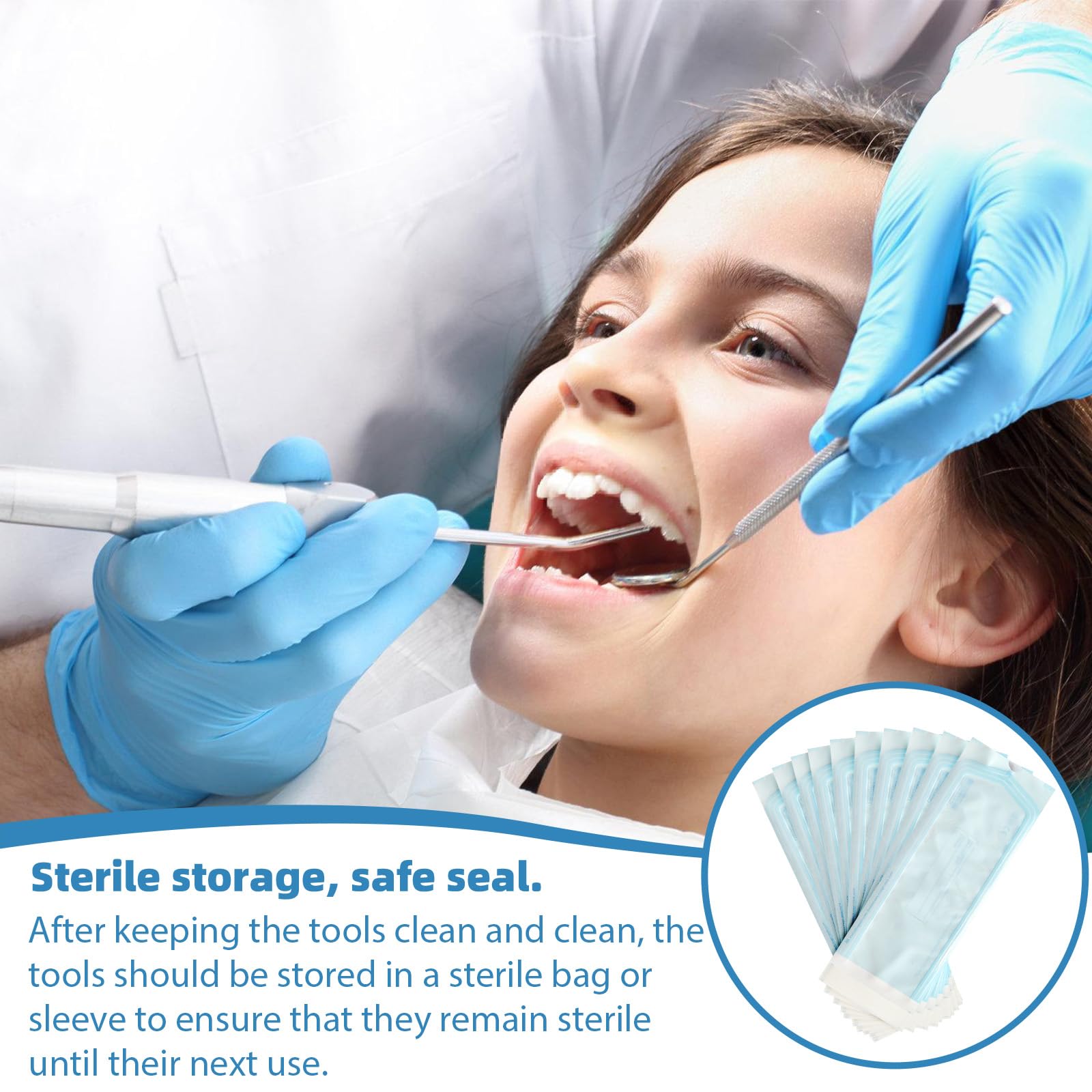 Lot de 400 sachets de stérilisation, 90 mm x 260 mm + 90 mm x 165 mm + 70 mm x 260 mm + 57 mm x 130 mm, sachets de stérilisation, autocollants jetables pour outils de nettoyage, sacs auto-stérilisants