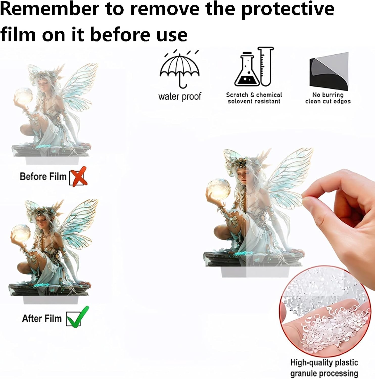 Moon Fairy Desktop Standee, 2D Flat Acrylic Art Butterfly Elf Tabletop Ornament Decoration, Home Study Room Bookshel Office Creative Decor Supplies - Image 9