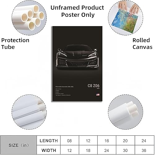 Miniatura 5 de Póster de Supercar Covette C8 Z06, pintura de pared de carreras, lienzo, pósteres de pintura de regalo de cumpleaños, impresiones para decoración de