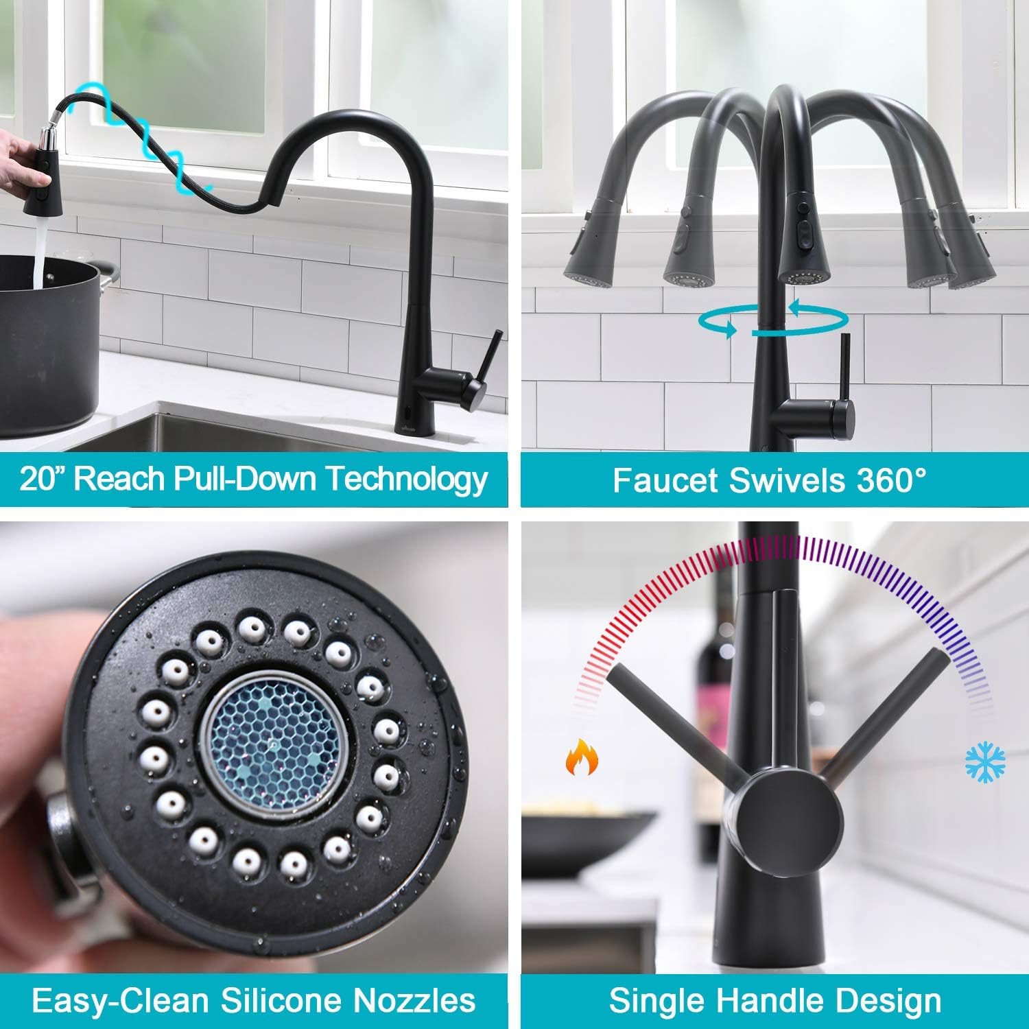 Buy Touchless Kitchen Faucet Matte Black Motion Sensor Activated Hands Free Kitchen Faucet With Pull Down Sprayhead Appaso Smart One Handle Pulldown Kitchen Sink Faucet Spot Resist Stainless Online In Turkey B08rnfl7d6