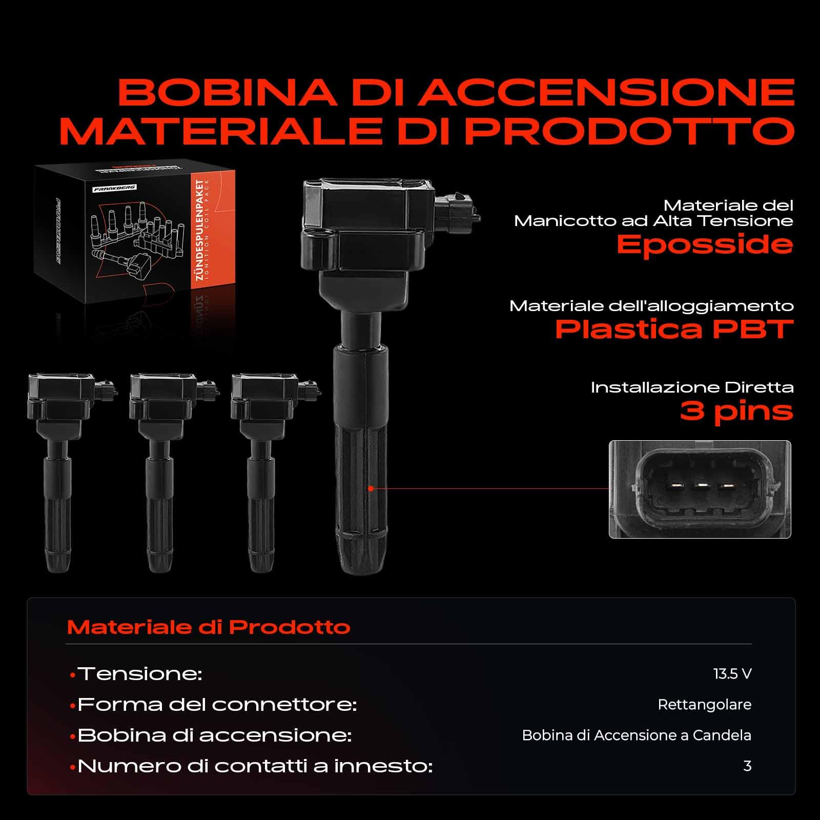 Frankberg 4 bobine di accensione modulo di accensione 0001501780 | Compatibile con: Classe C Modello T S203, SLK R170, CLK C208, Classe E, modello T, S210, Classe E W210