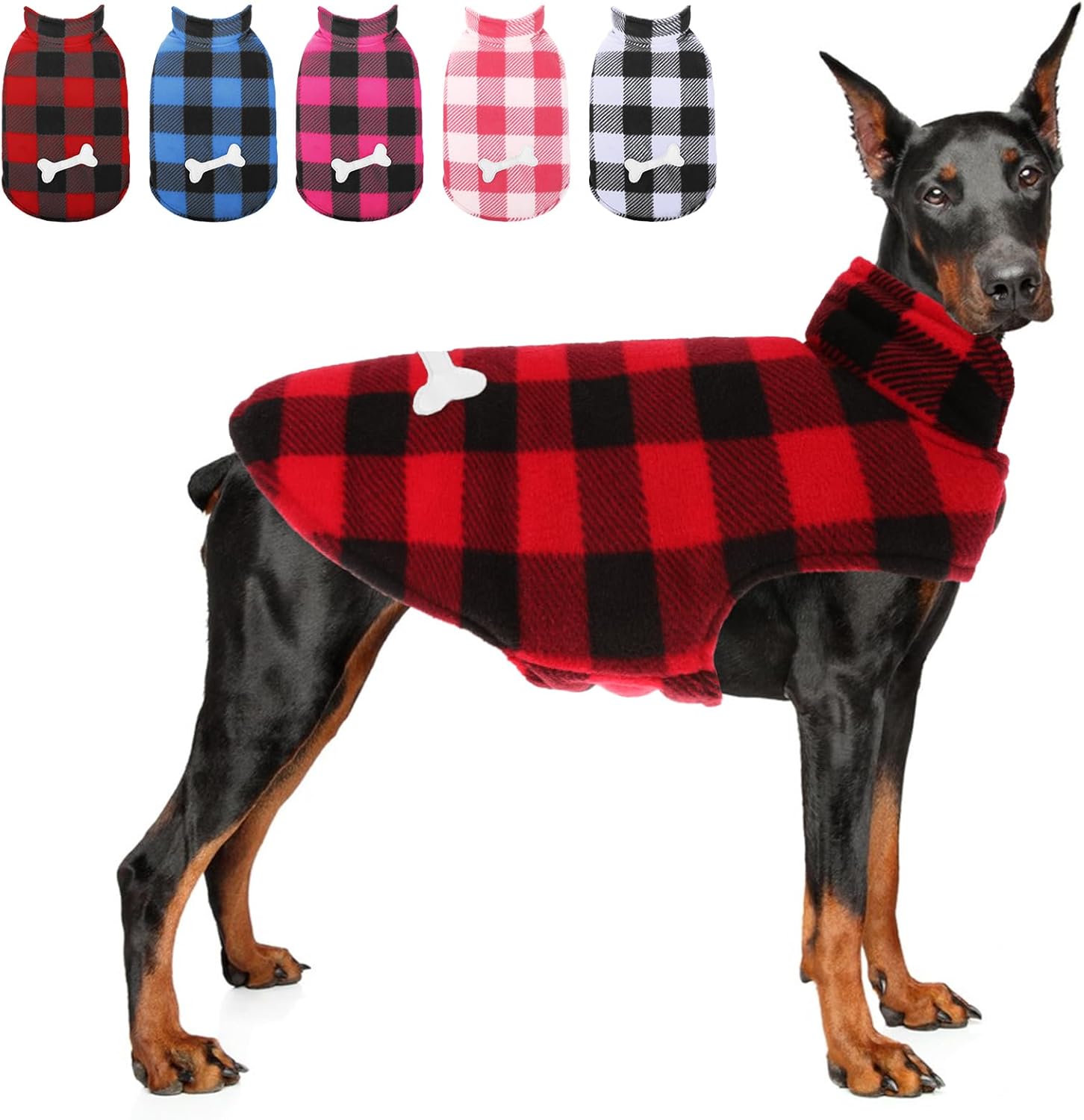 SUNFURA Plaid Dog Coat, Winter Dog Jacket Reversible Warm
