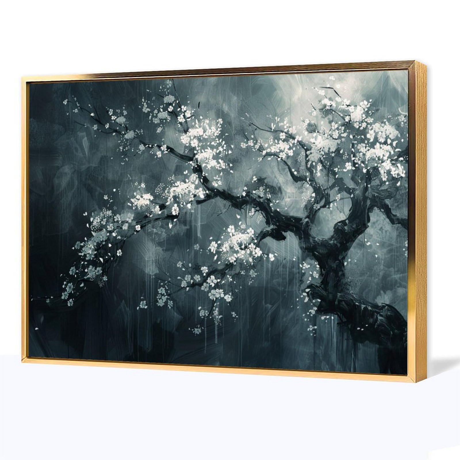 Amazon.co.jp: 絵画 暗い背景に花の咲く木インテリア 絵画 魅力的な花