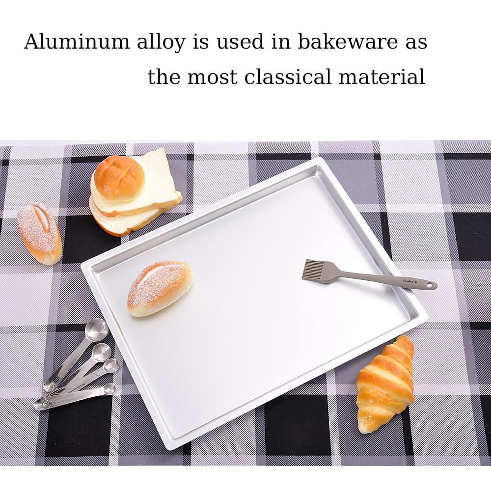 i enjoy + Cake Pan Aluminium Oblong (9" x 13" x 1") Baking Tray, Anodised Brownie Pan,Cake Tin, Silver - Image 3