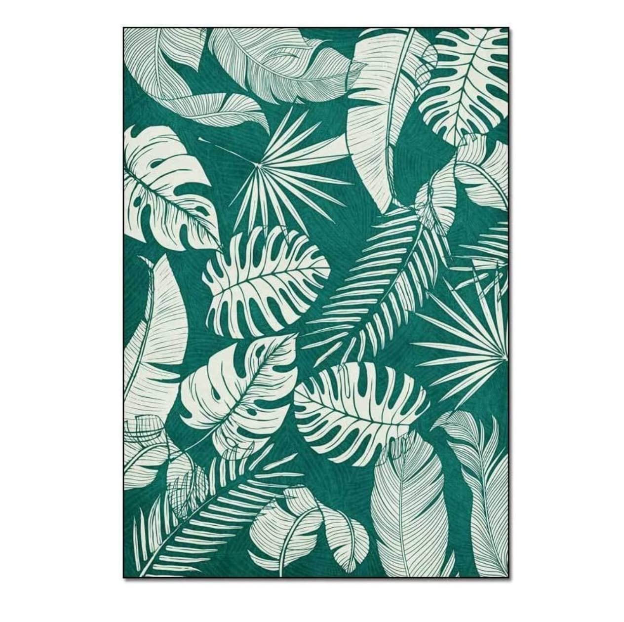Dywany obszarowe Strona Główna Miękkie Dywaniki Prostokątne Tropikalne Zielone Liście Dywan Do Salonu Mata podłogowa dywanowa (Color : Blu, Size : 100X160CM)