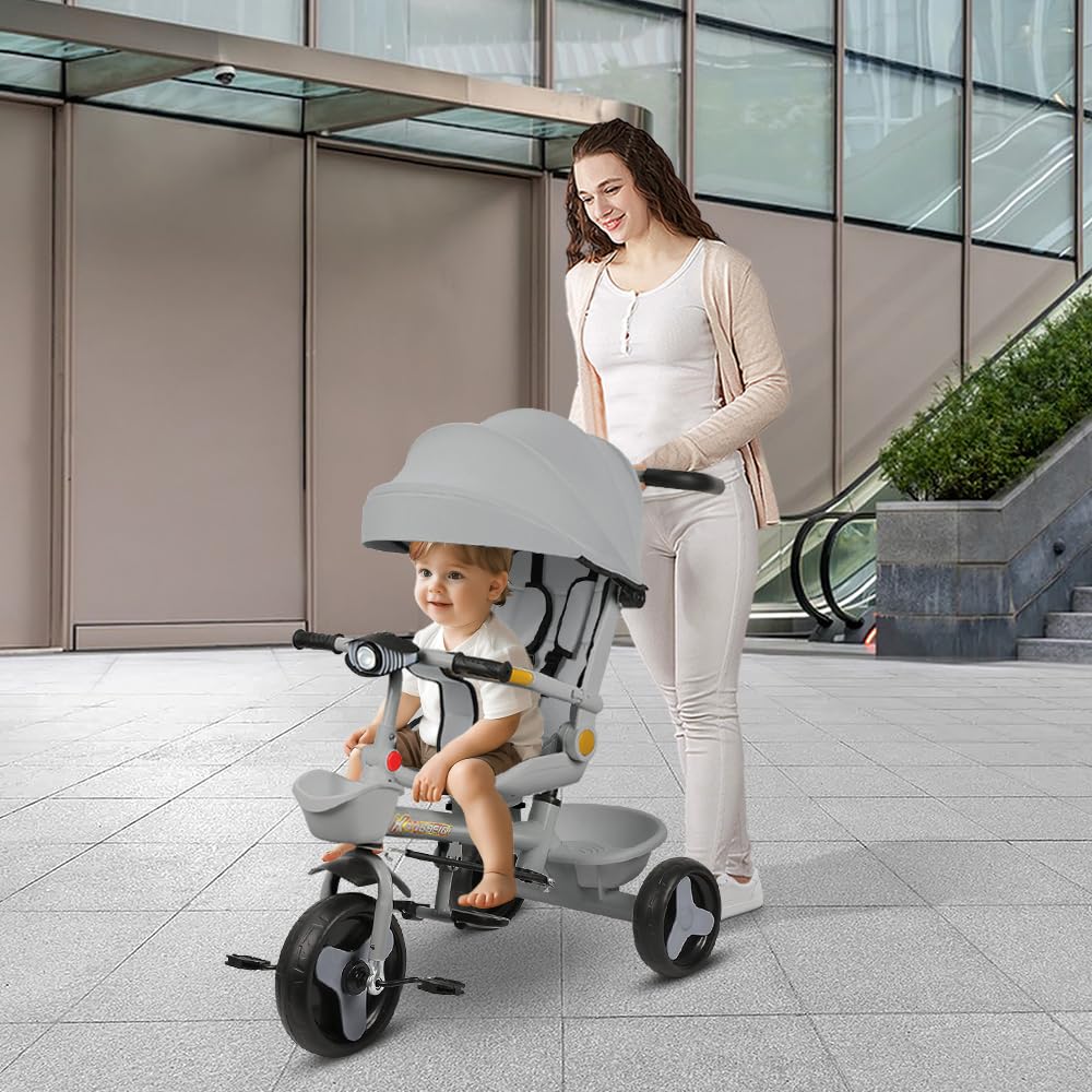 Leichter und kompakter Kinderwagen für Kinder von 0 Monaten bis 4 Jahren, maximale Tragfähigkeit von 25 kg, klappbarer Kinderwagen, verstellbare Rückenlehne, 100 x 75 x 50 cm - Grau