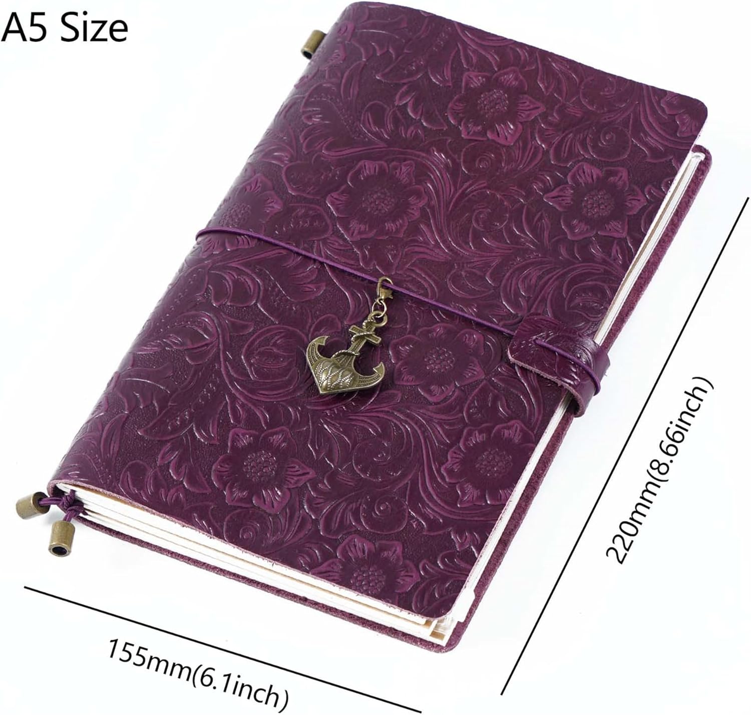Genuine Leather Carving Patterns TN Travel Notebook Protective Cover Journal Sketchbook Planner Agenda Diary Personal Organizers Noteboo (Purple A5)