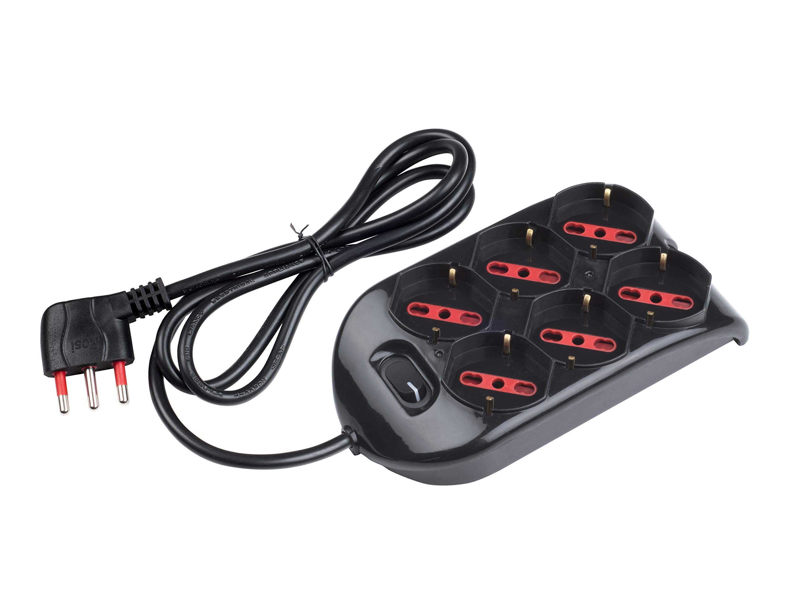ROSI RS94125 Multipresa Serie Emilia, Nero, 6 prese schuko biv. 10/16A